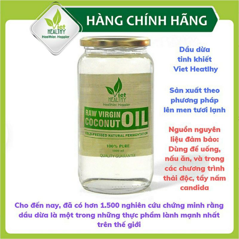 Dầu dừa nguyên chất Viet Healthy 1000ml, dầu dừa Viet Healthy, dầu dừa tinh