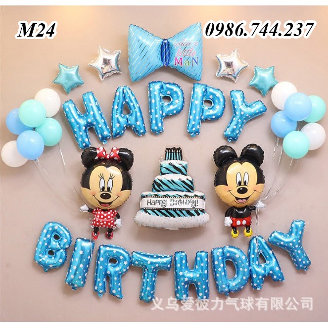 Set Bóng Trang Trí Sinh Nhật Happy Birthday Hình Chuột Mickey