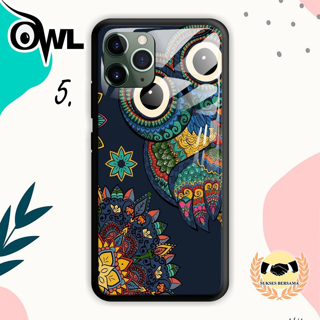 Ốp điện thoại mặt kính họa tiết OWL cho SAMSUNG A12 A6 Plus A7 2018 A10S A10 A20S A01 M01 A2 CORE BSB323232