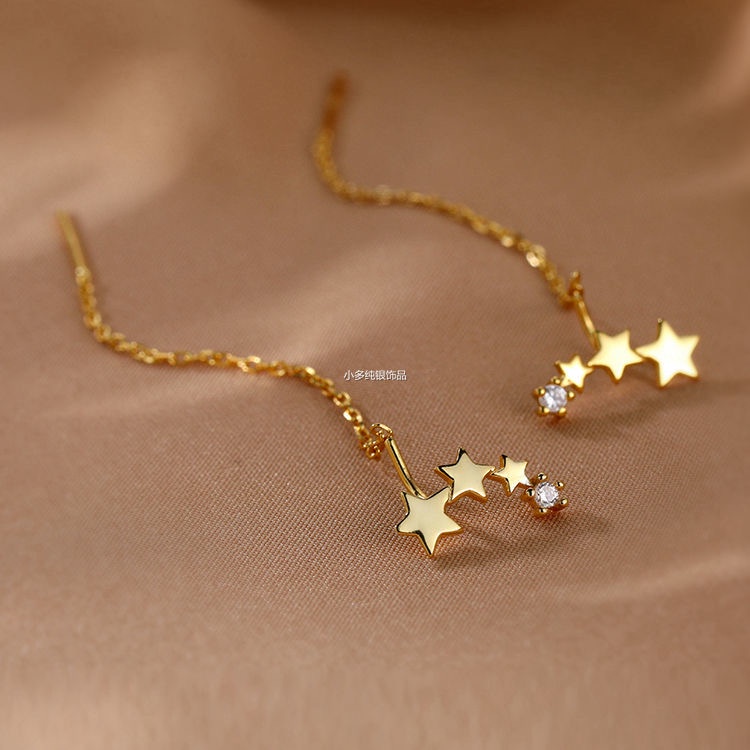 Bông tai dây tòn ten ngôi sai bạc 925 sterling
