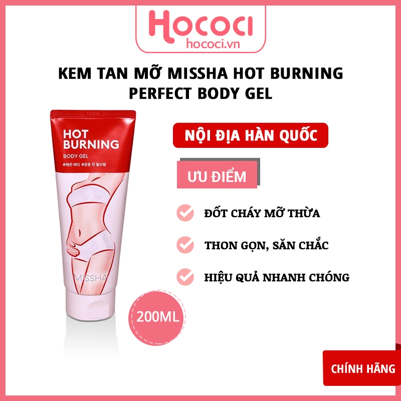 ✅[NỘI ĐỊA HÀN] Kem Tan Mỡ Bụng Missha Hot Burning Perfect Body Gel 200ml