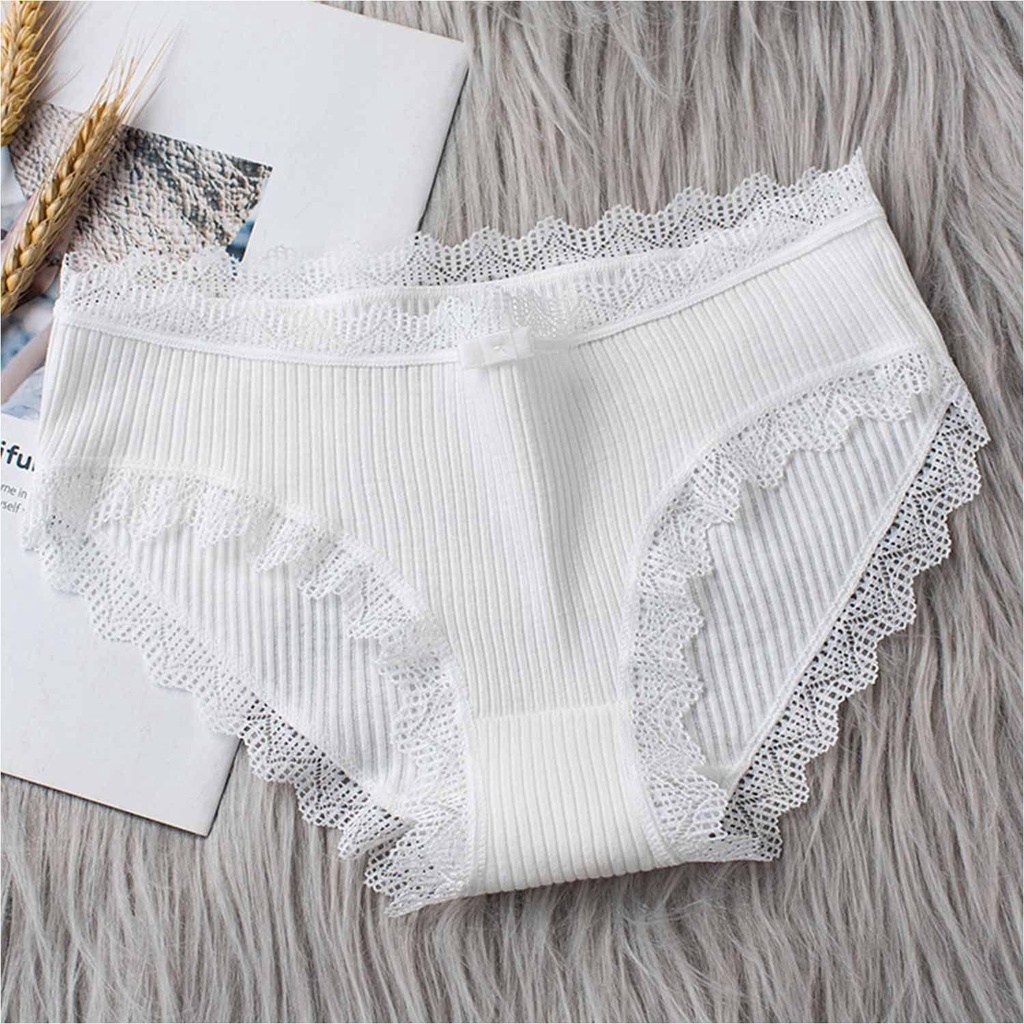 Quần Lót Cotton Không Đường May Phối Ren Ngọt Ngào