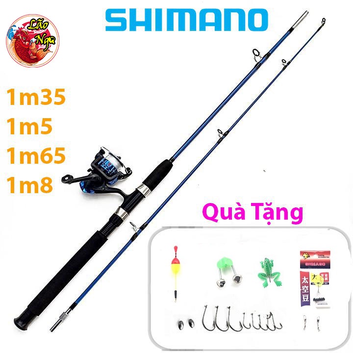 Bộ cần 2 khúc đặc đen Shimano + Máy YF200 kèm phụ kiện , Bộ cần giá rẻ tải cá Siêu bạo lực - Lão Ngư