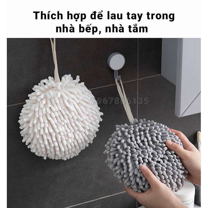 Khăn lau tay hình tròn nhà tắm, nhà bếp kiểu Hàn Quốc, khăn lau tay dạng tròn cao cấp vải Chenille