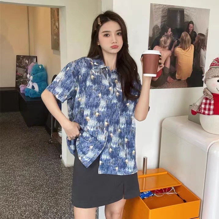 SUXI Áo Sơ Mi Tay Ngắn Dáng Rộng Thiết Kế Đơn Giản Thời Trang Mùa Hè Cho Nữ