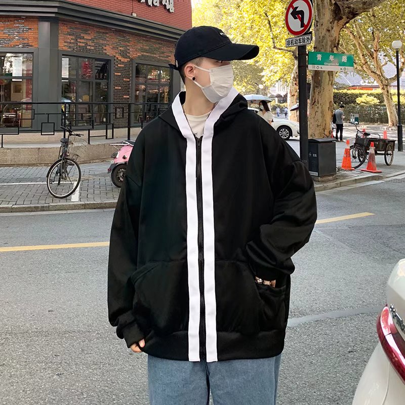 Áo khoác nam thể thao phối dây nỉ khoác kéo thời trang cho áo hoodie nam hàn quốc simple áo nỉ sweater nữ