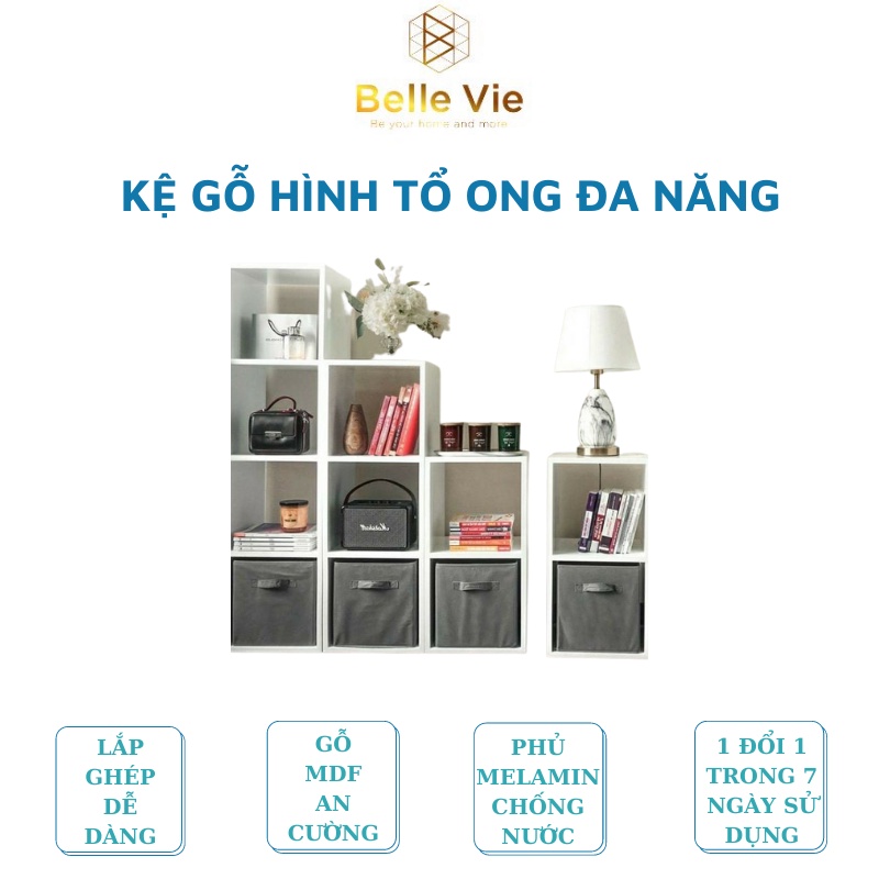 Kệ Tổ Ong Gỗ BELLEVIE Giá Sách 2-3-4 Tầng, Tủ Đựng Đa Năng Thiết Kế Lắp Ráp, Tiện Lợi Phù Hợp Mọi Không Gian