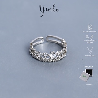 Nhẫn bạc đôi nam nữ, nhẫn bạc đính đá, bạc 925 yinbe silver yr015