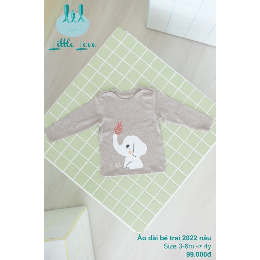 [CHÍNH HÃNG] Áo phông dài tay cài vai họa tiết trẻ em Little Love