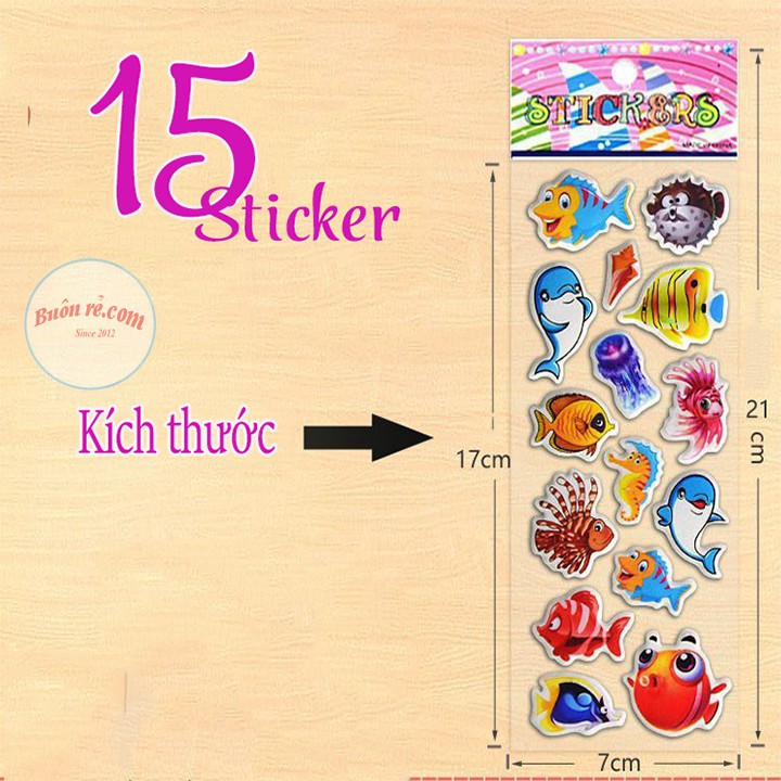 Combo 2 Vỉ 15 Sticker nổi 3D hình dễ thương dính chắc chắn 01097 Buôn Rẻ