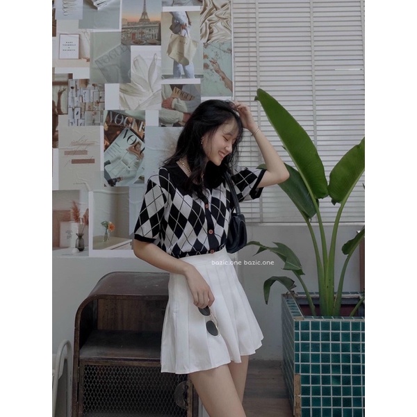 áo polo croptop hình trám cho nữ