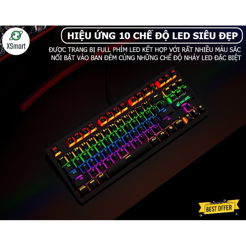 Bàn phím cơ chơi game Crack K2 PRO Led 10 chế độ khác nhau kiểu dáng gaming cho máy tính laptop pc