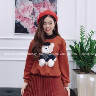 Áo thun hình gấu ép lông