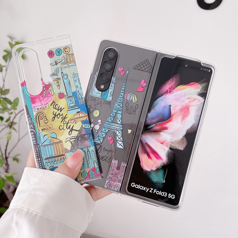 Ốp Điện Thoại Cứng Họa Tiết Hoa Thời Trang Chống Sốc Có Thể Gấp Gọn Cho Samsung Galaxy Z Fold 3 5G 3