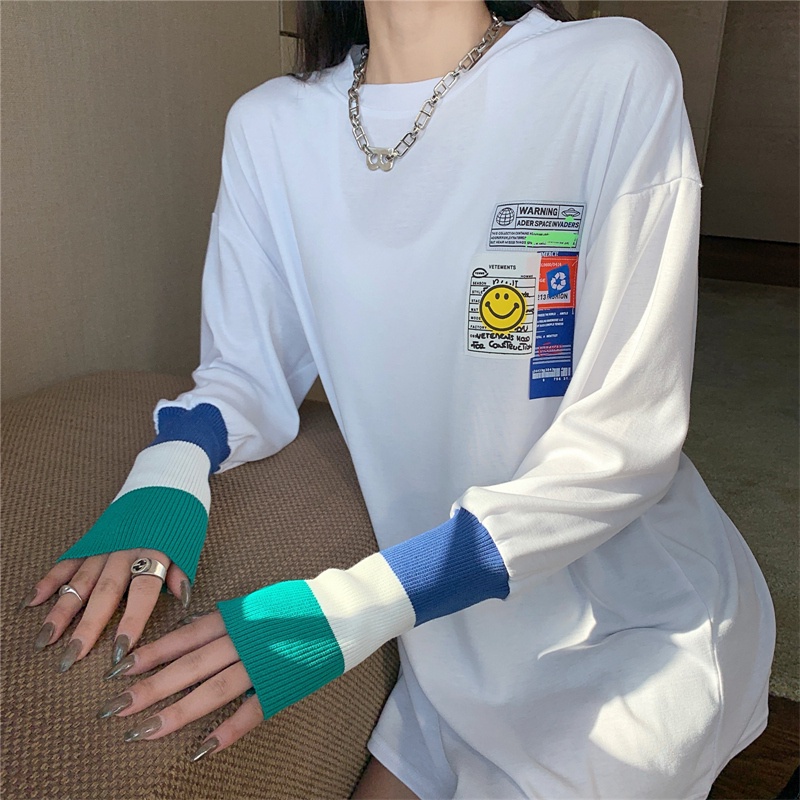 SUXI Áo thun tay dài dáng rộng thiết kế mới thời trang mùa thu theo phong cách hàn quốc cho nữ