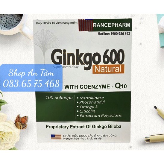 (Chính Hãng) Viên bổ não Ginkgo 600 tăng cường trí nhớ, tăng cường máu đến não, hội chứng tiền đình, trí nhớ suy giảm