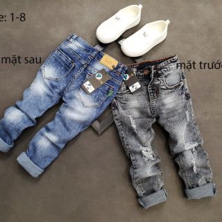 Quần jean wash rách cho bé trai
