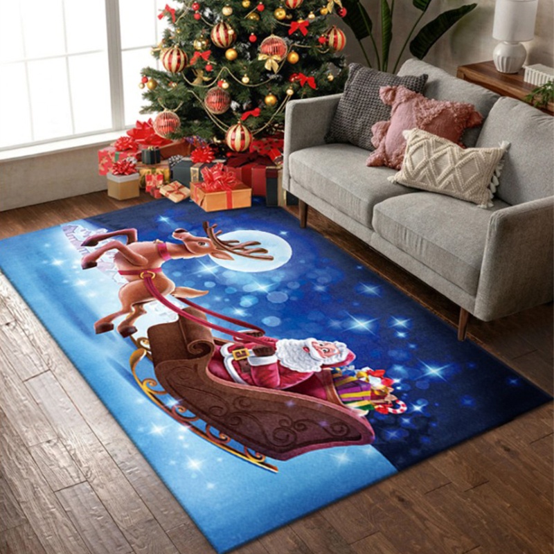 Thảm lót cửa chùi chân Chống Trượt In Hình Người Tuyết Giáng Sinh