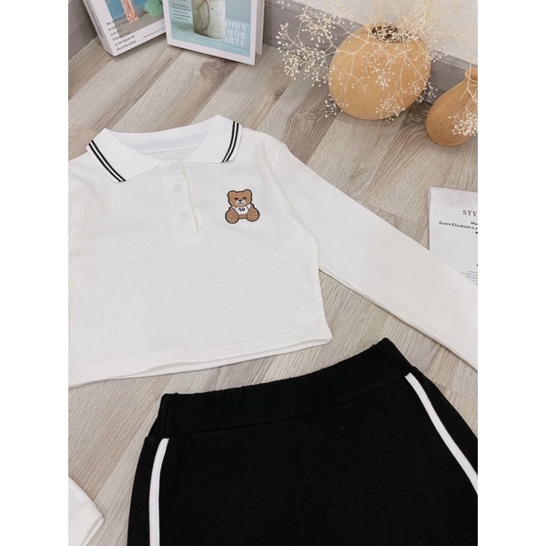 SÉT CROP GẤU THÊU CỔ PHỐI CHÚ GẤU | BigBuy360 - bigbuy360.vn