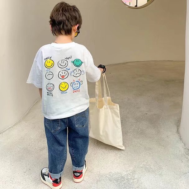 Áo thun BXPB cotton tay ngắn in họa tiết thời trang mùa hè cho bé trai 3-15 tuổi