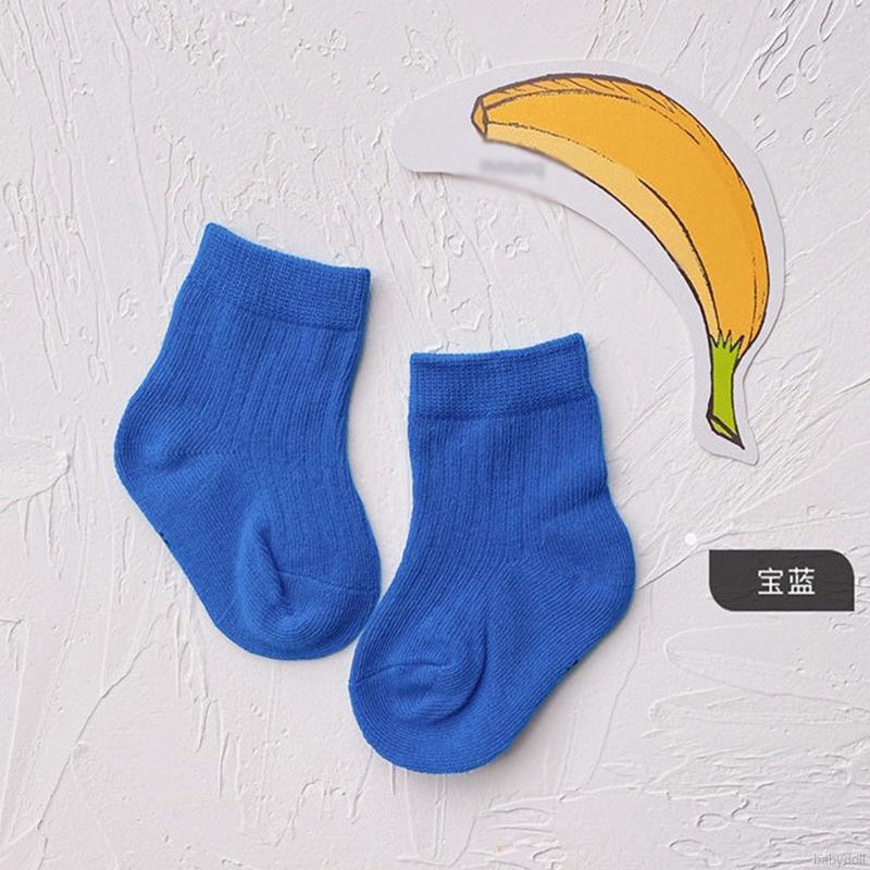 Set 3 đôi vớ cotton màu sắc đơn giản thời trang dành cho trẻ em