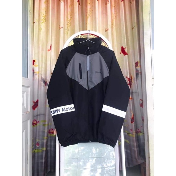 Áo khoác gió nam nữ Puma dây kéo trước ngực chất dù 2 lớp form rộng