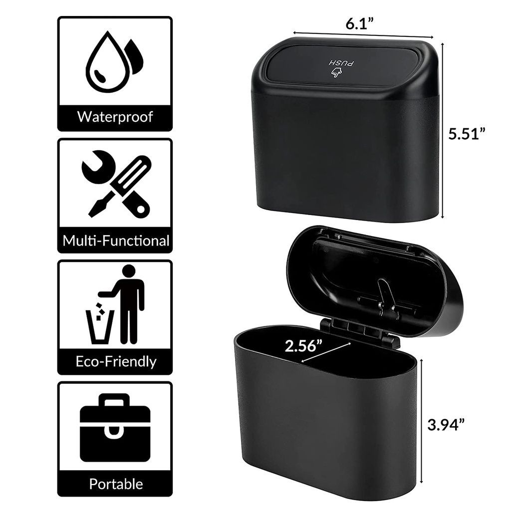 1 Thùng Rác Mini Có Nắp Chống Rò Rỉ Dành Cho Xe Hơi Xe Tải Xe Tải Xe Buýt Xe Buýt