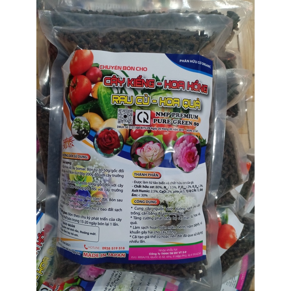 1kg Phân hữu cơ Organic Nhật chuyên bón cho CÂY KIỂNG, HOA HỒNG, RAU CỦ, HOA QUẢ