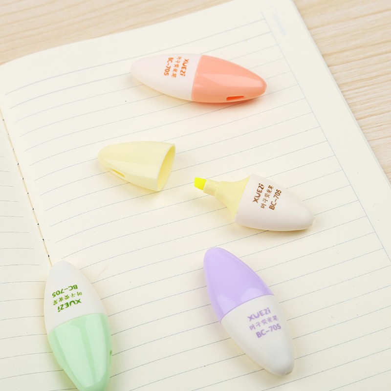 Set 6 bút highlight mini hình viên thuốc / hình trứng / hình lá