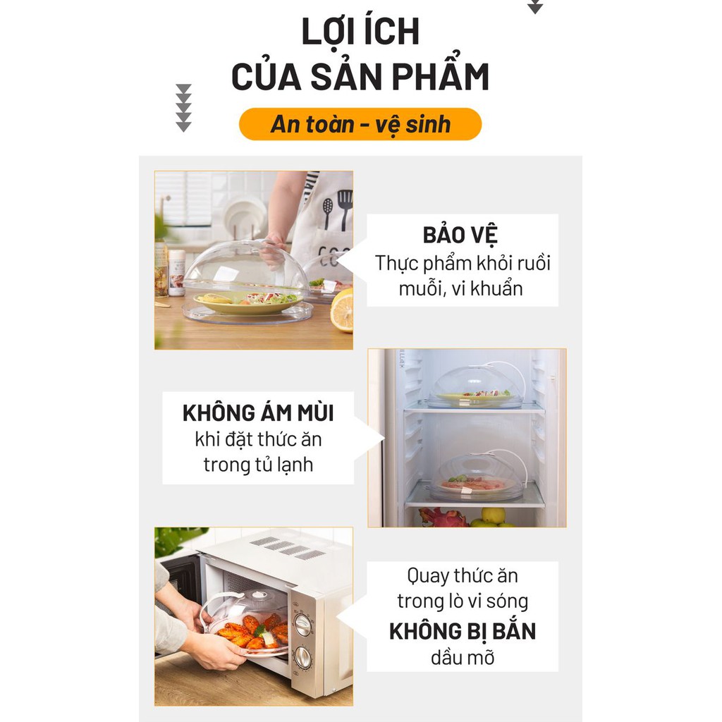 Nắp đậy thực phẩm có tay cầm - Nắp đậy lò vi sóng - Chất liệu nhựa PP an toàn | BigBuy360 - bigbuy360.vn