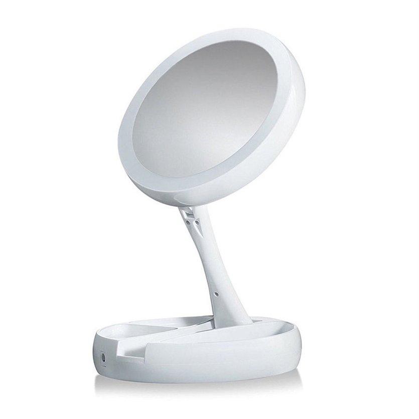 [FREESHIP] Gương trang điểm để bàn gấp gọn có đèn LED gương màu trắng