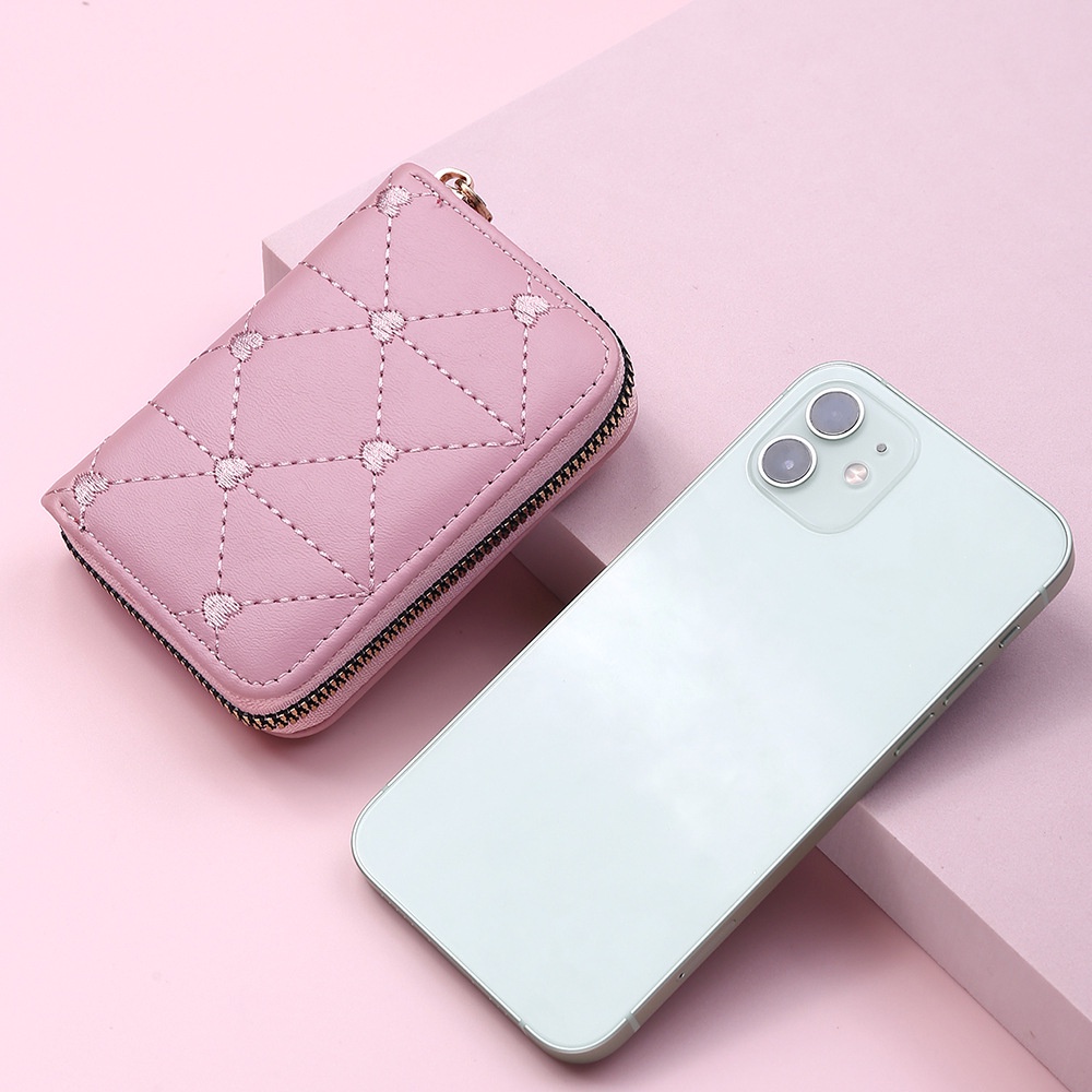 Ví Đựng Thẻ Mini In Hình Trái Tim Dễ Thương Cho Nữ