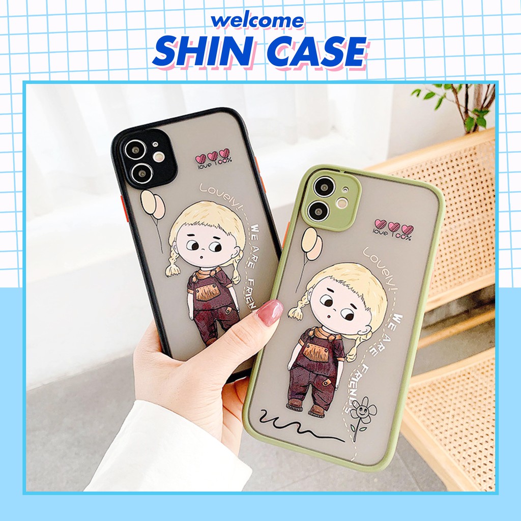 Ốp lưng iphone Baby Lovely nhám viền nổi cong 6/6plus/6s/6splus/7/7plus/8/8plus/x/xr/xs/11/12/13/pro/max/plus/promax