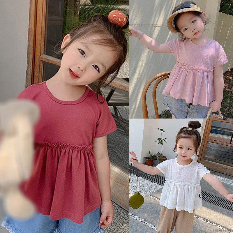 Áo Thun Tay Ngắn Hở Lưng Phong Cách Hàn Quốc Sành Điệu Dành Cho Bé Gái Từ 1-6 Tuổi