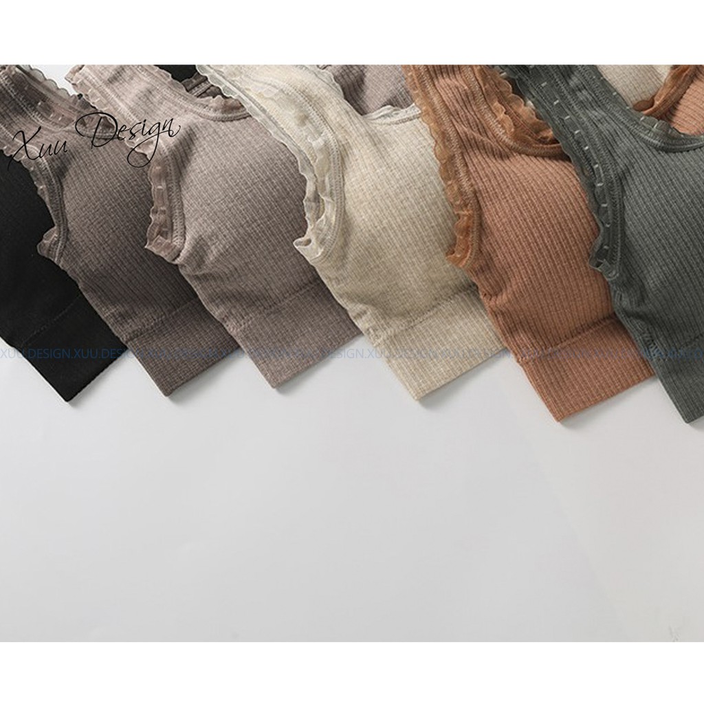 Áo lót Bra cotton len tăm chất đẹp, viền ren nâng ngực gợi cảm Xuu Design - BR01 | BigBuy360 - bigbuy360.vn
