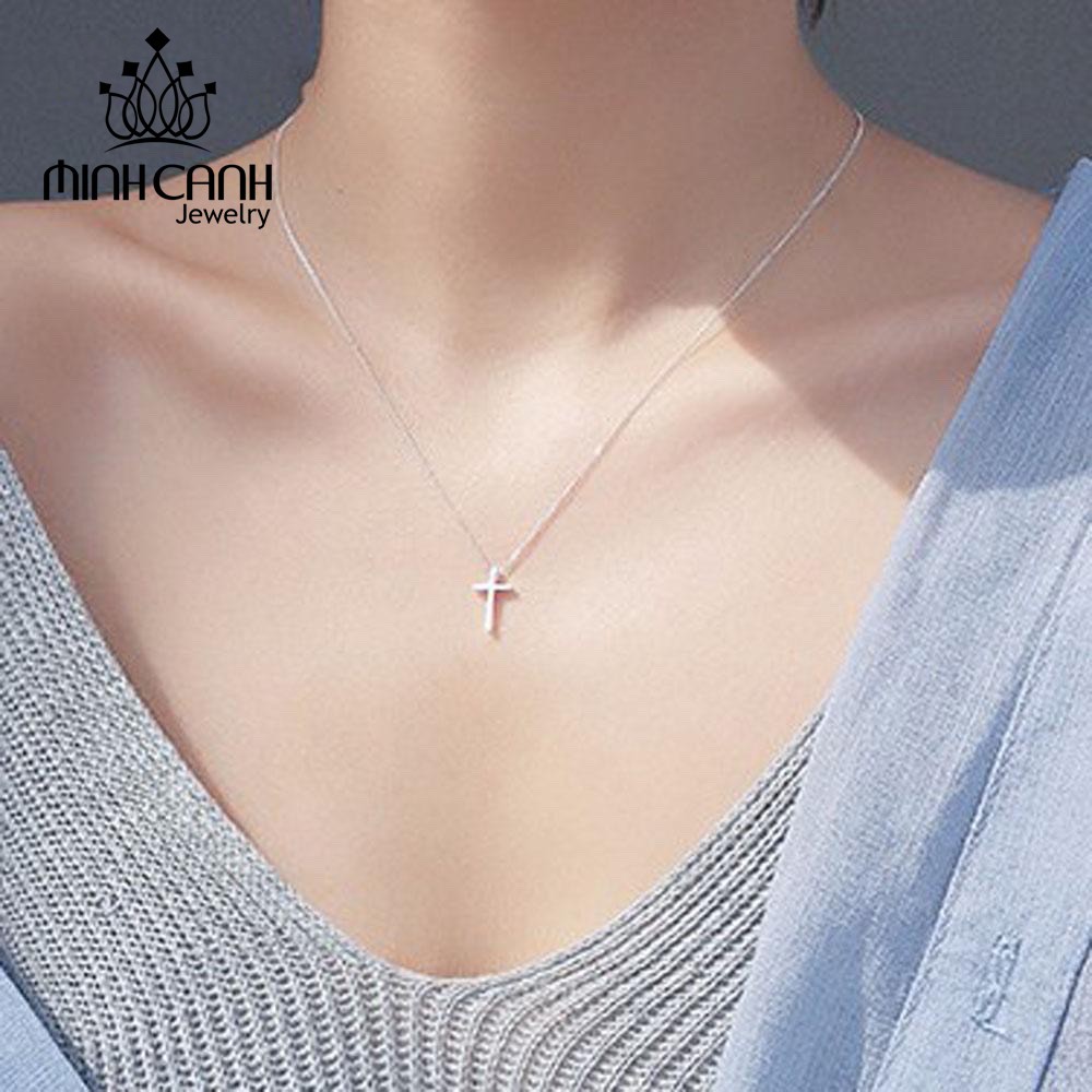 Dây Chuyền Bạc Thánh Giá Nữ Nạm Đá - Minh Canh Jewelry