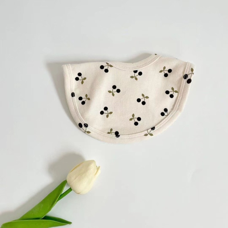 Yếm Ăn Cotton Mềm Mại In Họa Tiết Cherry Dễ Thương Dành Cho Bé