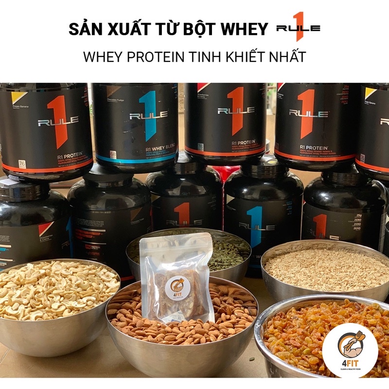 Combo 5 gói Bánh Whey Ngũ Cốc 4FIT Tăng Cơ, Giảm Mỡ, Giảm Cân (Protein Bar)