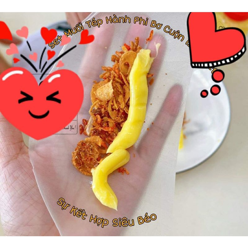 COMBO 500GR BÁNH TRÁNG PHƠI SƯƠNG +200GR MUỐI TÉP HÀNH PHI + 1 HỦ BƠ