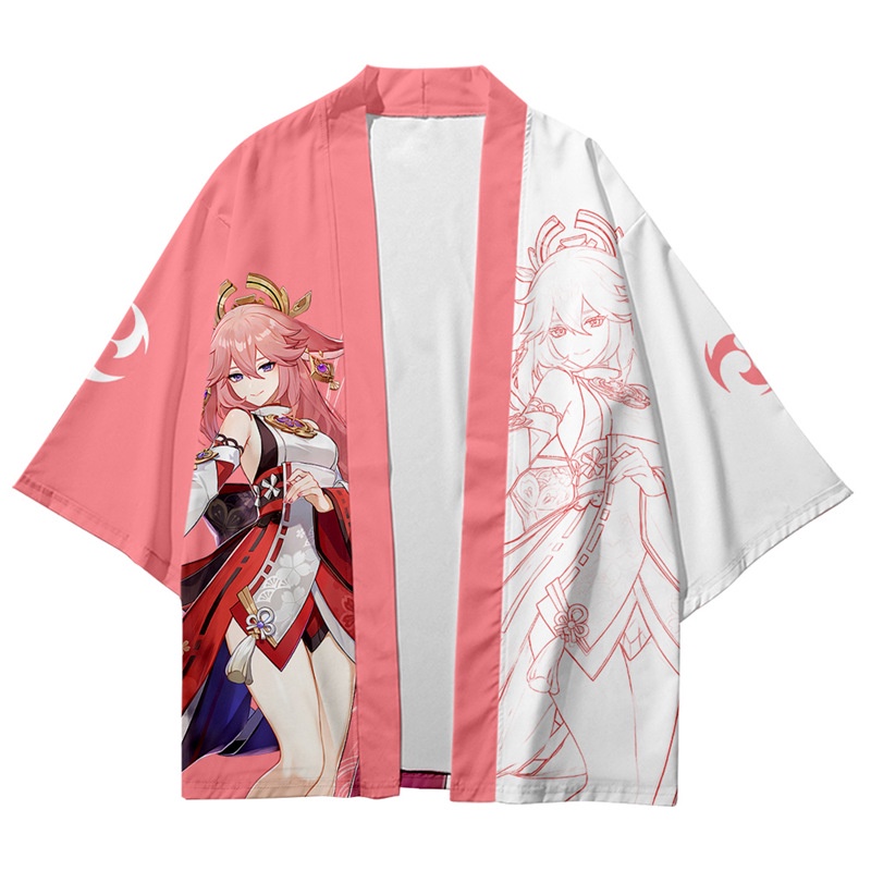 Áo Kimono Tay Ngắn Dáng Rộng In Họa Tiết Độc Đáo Thời Trang Cho Nam Và Nữ
