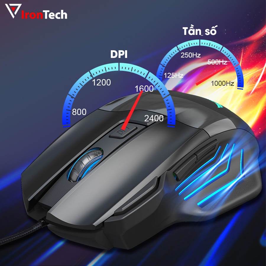 Chuột gaming cỡ lớn IronTech Zerodate G200 chuột máy tính có dây led 7 màu nhạy chuyên game gaming đồ họa cho laptop máy