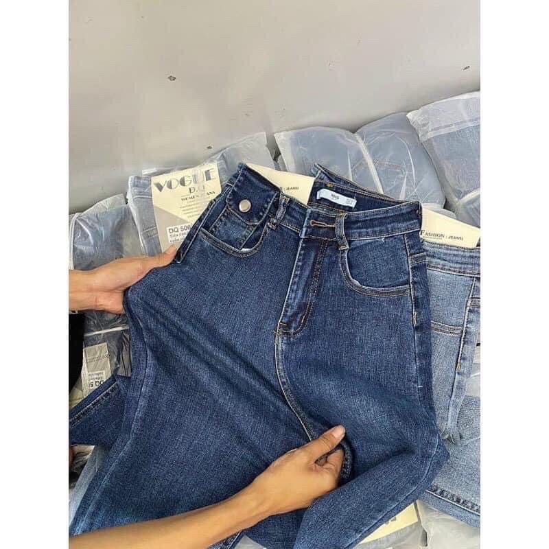 QUẦN JEANS TRƠN ỐNG BÓ LƯNG CAO QUẦN BÒ NỮ