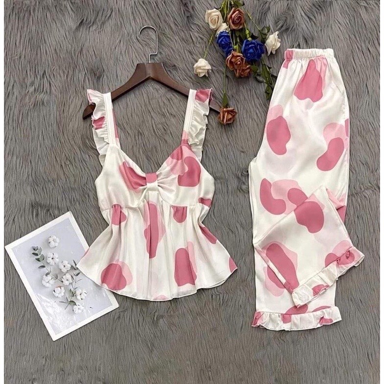 Set Bộ Bigsize❤️Set Bộ 2 Dây Nơ Ngực Quần Lửng Qua Gối Chất Lụa Mềm Mát Hàng May Kỹ Size 50-95kg | BigBuy360 - bigbuy360.vn