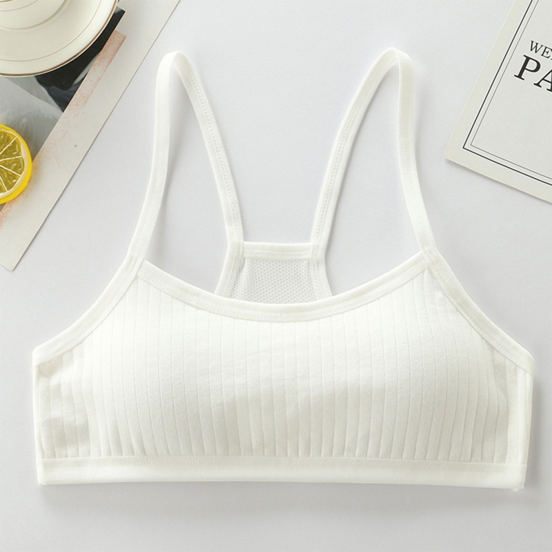 Mary Áo Ngực Cotton Lưới Dây Lưng Có Đệm Tháo Rời Được Màu Trơn Dành Cho Thanh Thiếu Niên / Bé Gái