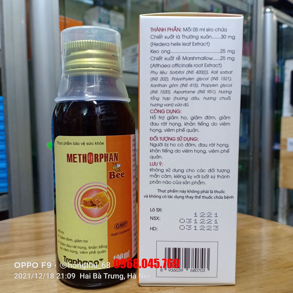 Siro ho METHORPHAN Traphaco chai 100ml