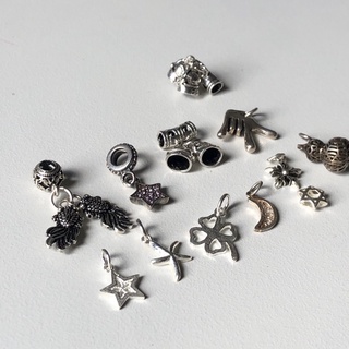 Charm hạt bạc treo vòng chuông - hoa - thỏi bạc