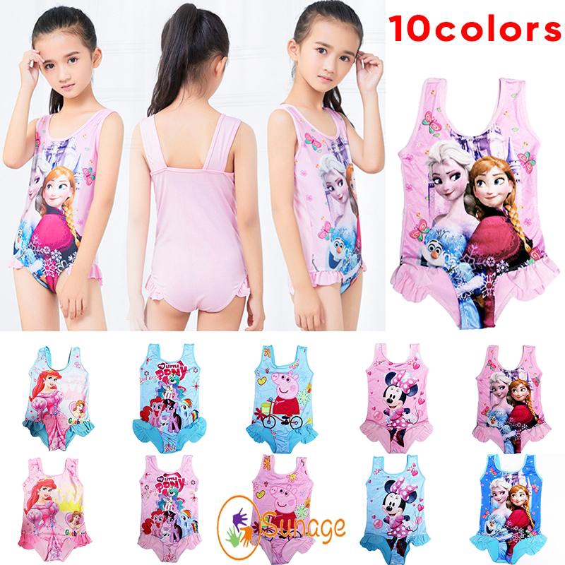 sunshineage new Kids girls cartoon high elastic swimsuit Romper