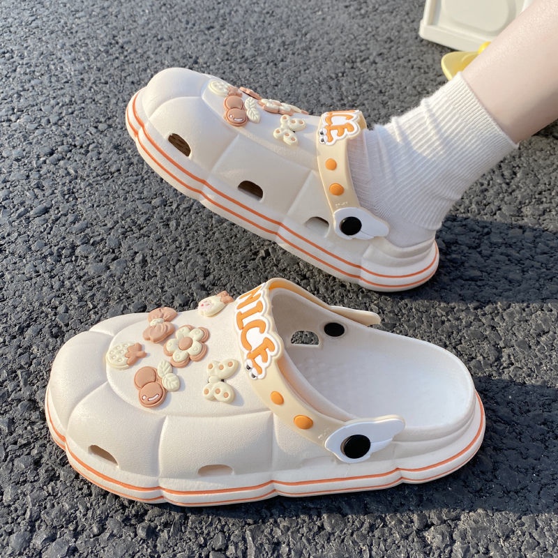 Dép Quai Ngang Đế Dày Chống Trượt Chzk HQ085 Họa Tiết Hoạt Hình Dễ Thương Cho Nữ