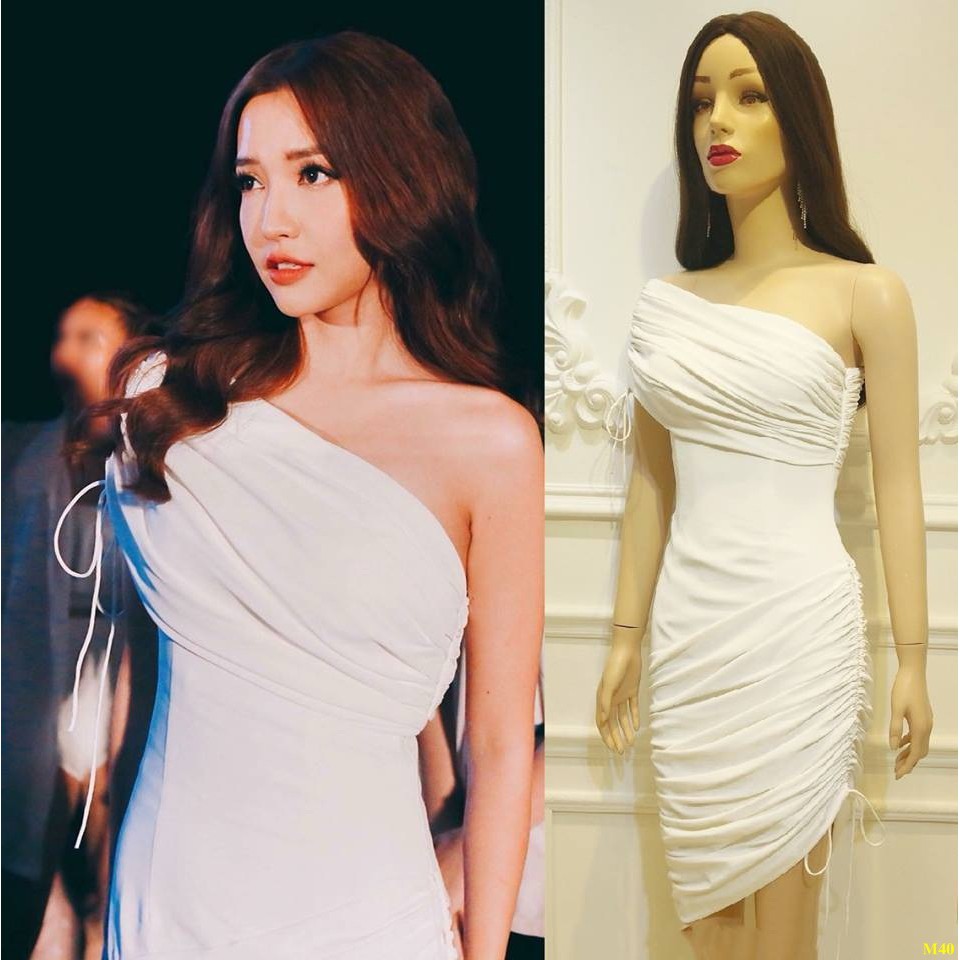 Đầm Ôm Body Lệch Vai Phối Nhún Tuyệt Đẹp