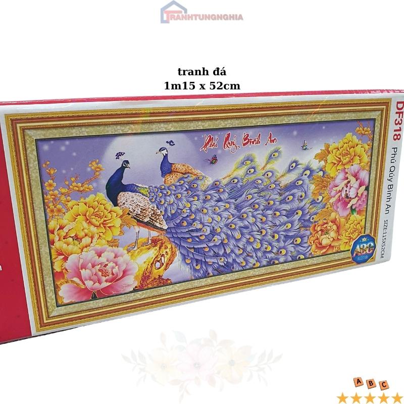 Tranh đính đá, tranh thêu chữ thập công phú quý bình an